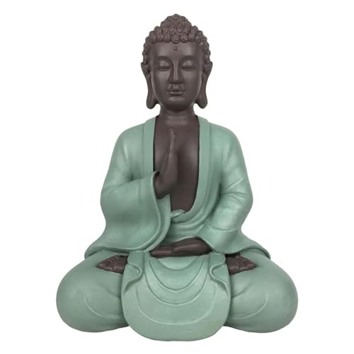 Bodhi Zen Statue - Zen und Feng Shui Dekoration - für eine entspannte und spirituelle Atmosphäre - Geschenkidee Budha Glücksbringer - Höhe: 20cm - Farbe: grün und braun - Zen'Light von Zen Light