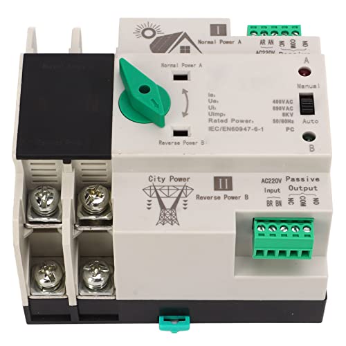 Dual Power Automatic Transfer Switch 220 V, 2P Power Switch Controller Hochtemperaturbeständig, unterbrechungsfrei für PZ30-Verteilerkasten 63A von Zerodis