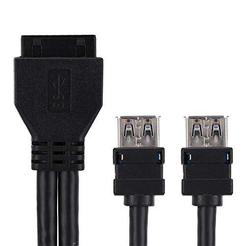 Zerone 19Pin / 20Pin Buchsenleiste zu Dual USB3.0 Desktop Front Motherboard Panel Mount Kabel mit festen Füßen(0.3m) von Zerone