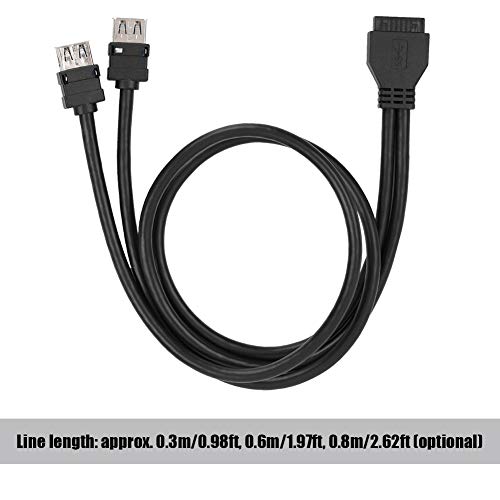 Zerone 19Pin / 20Pin Buchsenleiste zu Dual USB3.0 Desktop Front Motherboard Panel Mount Kabel mit festen Füßen(0.6m) von Zerone