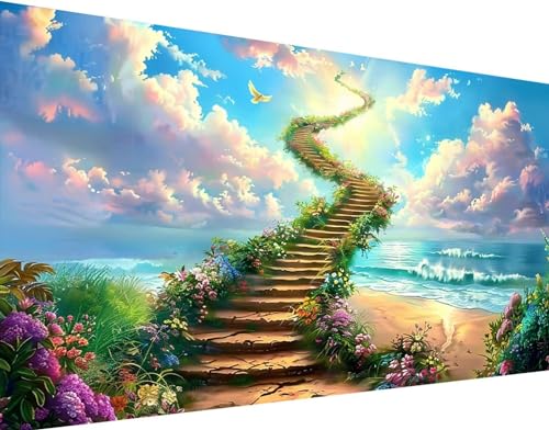 Diamond Painting Leiter zum Himmel Diamond Painting Bilder Kinder, Landschaft Diamond Painting Erwachsene Groß XXL 50X100CM, 5D Diamond Art Stickerei Kreuzstich Basteln, Wandzimmer Deko Schlafzimmer von Zgcoyeo