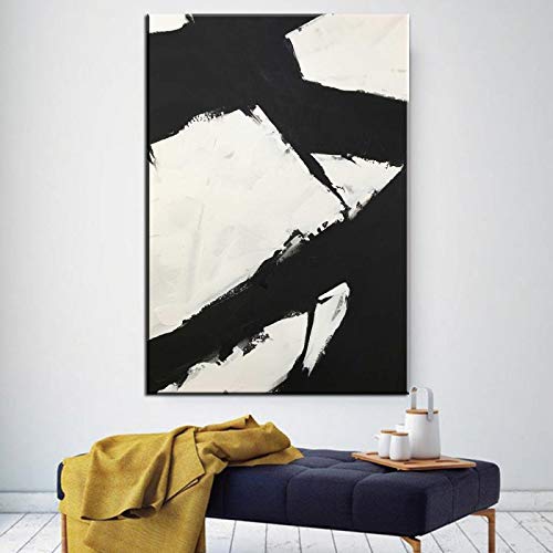 Moderne Leinwand Kunst Malerei Nordic Poster Schwarz und Weiß Pflanze Fotografie Abstrakte Wandbilder für Wohnzimmer Wohnkultur 70x100cm(28x39in) mit Rahmen von Zhadongli Art