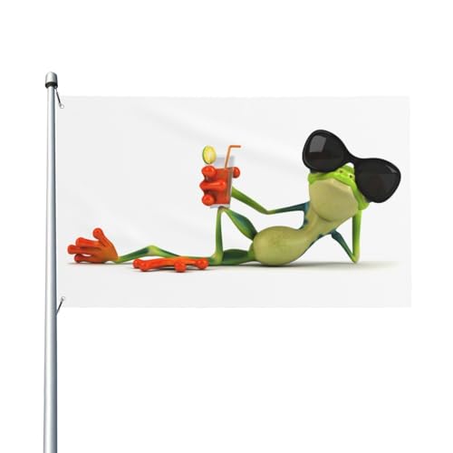 180 x 120 cm (6 x 4 Fuß) Coole lustige Froschflagge für Haus, Rasen, hängende Dekoration, Hofbanner, Urlaub, Willkommensflaggen mit 2 Metallösen, für drinnen und draußen von Zhimahou