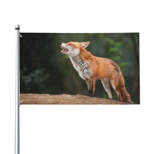 180 x 120 cm (6 x 4 Fuß) Flagge mit rotem Fuchs im Wald, für Haus, Rasen, zum Aufhängen, Dekoration, Hofbanner, Urlaub, Willkommensflaggen mit 2 Metallösen, für drinnen und draußen von Zhimahou