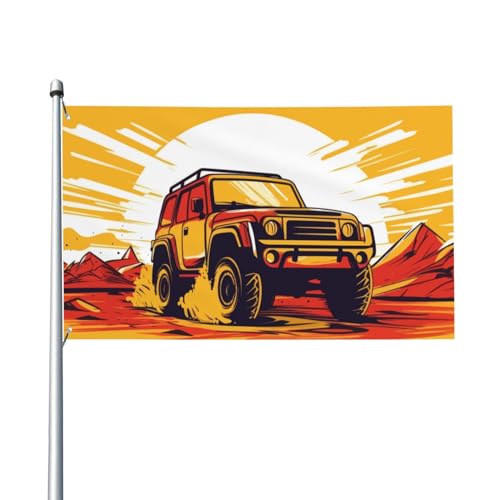 180 x 120 cm (6 x 4 Fuß) Sonnenaufgang Off-Road-Abenteuerflagge für Haus, Rasen, hängende Dekoration, Hofbanner, Urlaub, Willkommensflaggen mit 2 Metallösen, für drinnen und draußen von Zhimahou