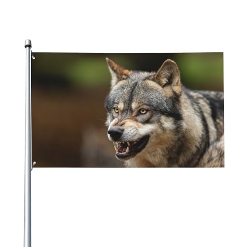 180 x 120 cm (6 x 4 Fuß) graue Wolfsflagge für Haus, Rasen, hängende Dekoration, Hofbanner, Urlaub, Willkommensflaggen mit 2 Metallösen, für den Innen- und Außenbereich von Zhimahou