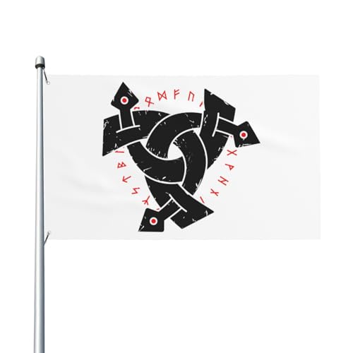 180 x 120 cm Wikingerflagge, skandinavisches Design, Dreifachhorn-Odin-Runen-Flagge für Haus, Rasen, zum Aufhängen, Dekoration, Hofbanner, Urlaub, Willkommensflaggen mit 2 Metallösen, für den Innen- von Zhimahou