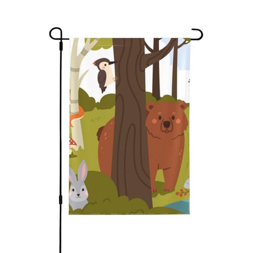 Waldtiere, Sommer-Fuchs, Wolf, doppelseitig, bedruckt, Gartenflagge für Haus, Rasen, zum Aufhängen, Dekoration, Hofbanner, Urlaub, Willkommensflaggen, für drinnen und draußen, 100 x 70 cm von Zhimahou