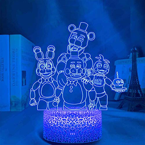 Zhongkaihua FNAF 3D-Optische Täuschungslampe, FNAF Lampe, niedliches Nachtlicht, Fernbedienung, 7 Farben, wechselnde Schlafzimmerdekoration für Kinder, Jungen, Mädchen, Acryl-Tischlampe, Geschenk von Zhongkaihua