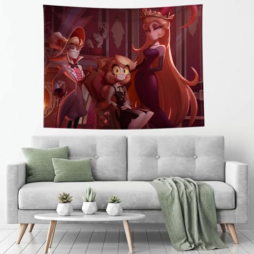 Zhongkaihua Anime Hazbin Hotel Merch Tapisserie Engel Staub/Alastor Hazbin Hotel Poster Decke Wandbehang Hintergrund Kunst Wandteppiche Home Schlafzimmer Wohnheim Dekoration von Zhongkaihua