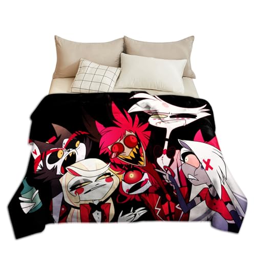 Zhongkaihua Hazbin Hoteldecke, Flanell, 3D-Druck, Hazbin Hotel-Merch, Fleece-Decken für Erwachsene, Kinder, Nickerchendecke, Überwurf für Bett, Zuhause, Sofa, Büro, Weihnachten, Geburtstag von Zhongkaihua