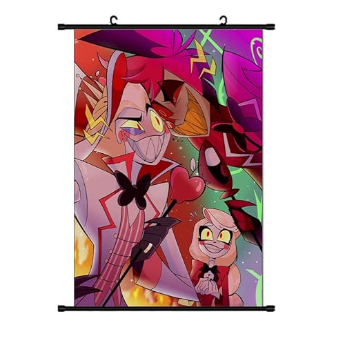 Zhongkaihua Hazbin Hotelposter Engel Staub/Alastor/Luzifer, Anime-Poster, Gemälde, Stoff, hängende Schriftrolle, Wandkunst für Hazbin Hotel, Merch, Schlafzimmer, Heimdekoration von Zhongkaihua