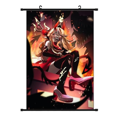 Zhongkaihua Hazbin Hotelposter Engel Staub/Alastor/Luzifer, Anime-Poster, Gemälde, Stoff, hängende Schriftrolle, Wandkunst für Hazbin Hotel, Merch, Schlafzimmer, Heimdekoration von Zhongkaihua