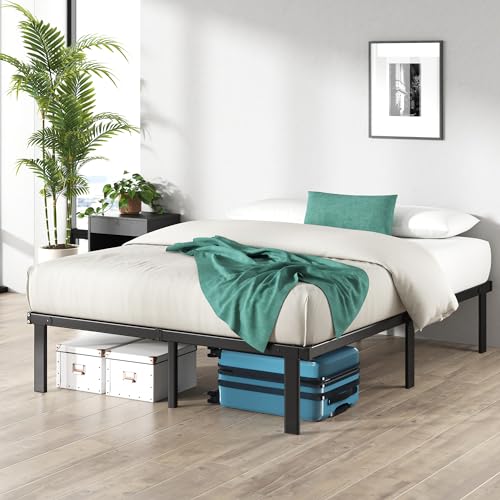 Zinus Caleb Bett 100x200 cm - Höhe 36 cm mit Stauraum unter dem Bett - Metall-Plattformbettrahmen - Klappbarer Bettrahmen - Schwarz von Zinus