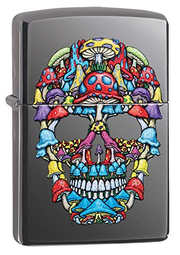 ZIPPO – Totenkopf Design, Color Image, Black Ice – Sturmfeuerzeug, nachfüllbar, in hochwertiger Geschenkbox von Zippo