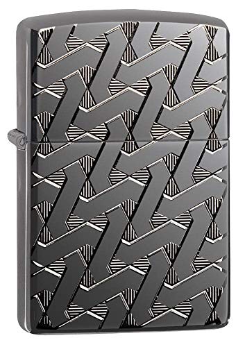 Zippo 49173 – Geometric Weave Design - Armor Black Ice - Sturmfeuerzeug, nachfüllbar, in hochwertiger Geschenkbox von Zippo