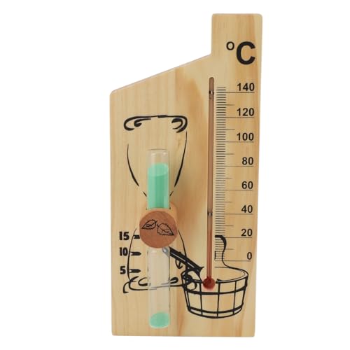 Zixyqol Sauna-Thermometer-Sanduhr, 2-in-1-Wandhalterung, 15-Minuten-Sanduhr Und 0 Bis 140 Grad Celsius Temperaturanzeige Für Sauna, Spa-Raum von Zixyqol