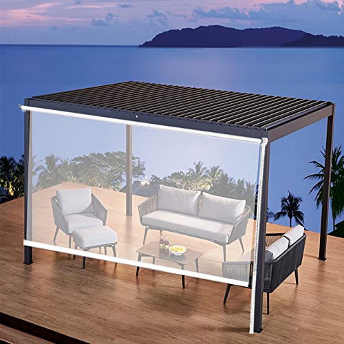 Terrasse Pergola Rollos,wasserdichte Durchsichtige Rollos,Wärmeisolierung Verdunklungsrollo,Seitenzugrollo,Dicke 0,5 mm,Fensterrollo für Veranda-Pavillon,mit Zubehör (W90xH160cm/W36 xH63) von Zlovne