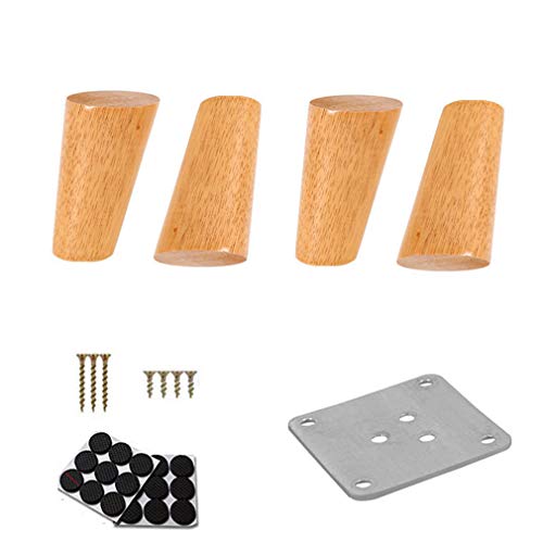 Zlovne Möbelfüße,Tischbeine,Sofafuss Sockelfuß,Klares Beschichtetes Gummiholz,Konischer Holzfuß,Schlafsofa Schrank Tisch,Inklusive Schrauben(4er Set) (6cm) von Zlovne