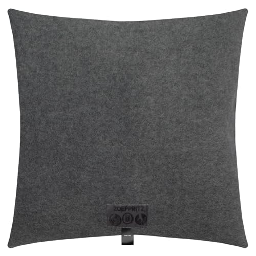 Soft-Fleece-Kissenbezug – Polarfleece-Kissenbezug mit Häkelstich – Flauschige Kissenhülle – 40x40 cm – 940 Medium Grey Mel. – von 'zoeppritz since 1828', 702291-940-50x50 von Zoeppritz Since 1828