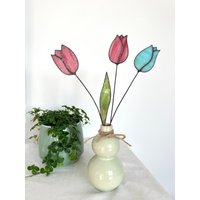 One Tulip-Rosa Tulpe, Blaue Tulpe, Buntglas Blumen, Ewige Blumen, Tulpe Dekoration, Blumendekoration, Rosa Tulpe von ZokaKurylov