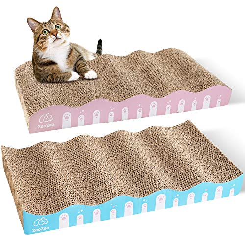 Zoozoo 2er Pack Cat Scratcher Gebogene Kratzbretter Katze Wellpappe mit Katzenminze kratzpappe für Katzen von ZooZoo