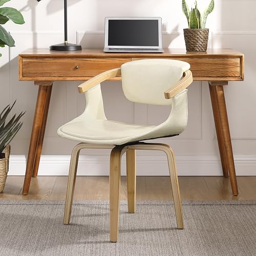 Zouron Esszimmerstühle Drehbar Beige, Drehstuhl Holzbeine Kunstleder Polsterstuhl mit Armlehnen Sessel Pappelnholz Esszimmerstühle Holz Stuhl Beige Sitzfläche 41x51cm Zouron Esszimmerstühle Drehbar Beige, Drehstuhl Holzbeine Kunstleder Polsterstuhl mit Armlehnen Sessel Pappelnholz Esszimmerstühle Holz Stuhl Beige Sitzfläche 41x51cm von Zouron