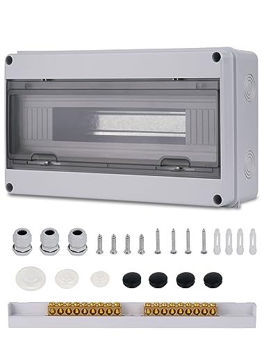 Sicherungskasten Aufputz Verteiler, Verteilerkasten Aufputz ip65 1-reihig für 18 Module, mit Zubehör, Kleinverteiler für Gärten, Famiglia, Feuchtraum von Zroden