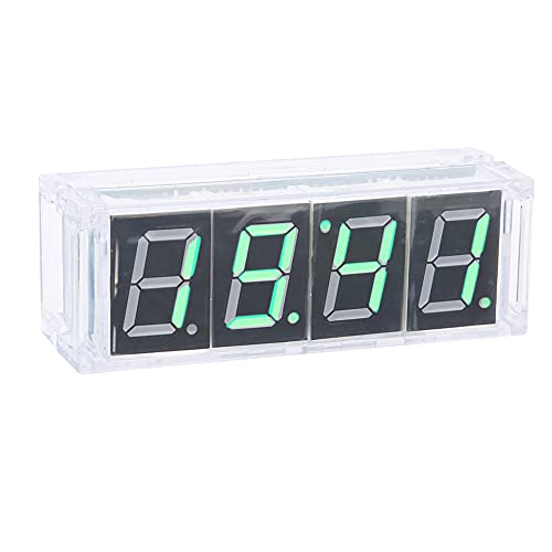 Digitales LED Uhren Set, Automatische Anzeige von Zeit/Temperatur, Einfache Installation, 4 stelliges LED Display, Alarm und Timer Funktion (Grün) von Zunate