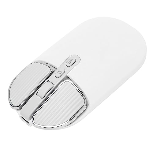 Zunate Kabellose Maus, Dual-Modus, Geräuschloses Design, Einstellbare DPI, 500-mAh-Akku, Tragbare Größe für PC, Laptop, Tablet und Telefon mit 2,4-GHz-USB-Empfänger (White) von Zunate