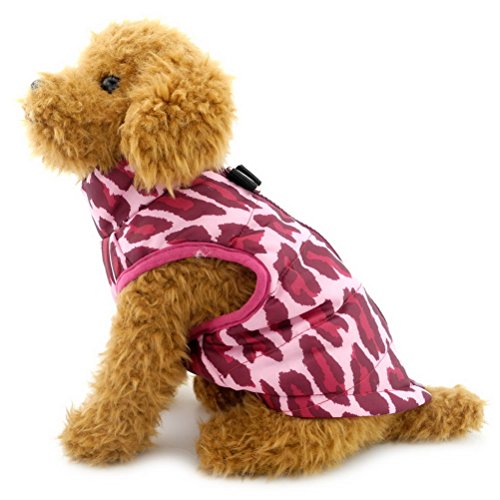 Zunea Gepolsterte Warme Kleine Hund Katze Weste Mantel Jacke Welpe Weste Harness Pet Winter Kleidung Doggie Jumper Chihuahua Overalls Bekleidung Fuchsia Leopard XS von Zunea