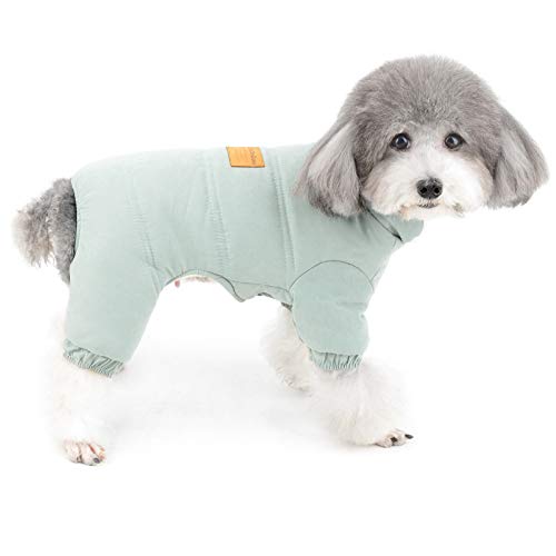 ZUNEA Hunde Schneeanzug für Kleine Hunde Winter Warm Mantel Fleece Gefüttert Welpen Kleidung Dicke Haustier Overall Outfits Winddicht Jumpsuit Haustier Hunde Mädchen Junge Bekleidung Grün L von Zunea