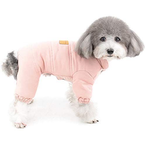 ZUNEA Hunde Schneeanzug für Kleine Hunde Winter Warm Mantel Fleece Gefüttert Welpen Kleidung Dicke Haustier Overall Outfits Winddicht Jumpsuit Haustier Hunde Mädchen Junge Bekleidung Rosa M von Zunea