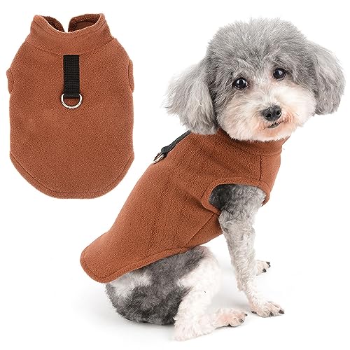 Zunea Fleece Dog Vest Sweater Jumper for Small Dogs Girl Boy Soft Winter Jacket Coat with D-Ring Rollkragen Cold Weather Coat Pet Clothes Doggy Chihuahua Yorkie Apparel Brown S von Zunea