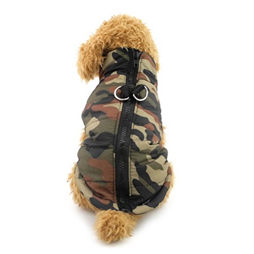 ZUNEA Gepolsterte Warme Kleine Hund Katze Weste Mantel Jacke Welpe Weste Harness Pet Winter Kleidung Doggie Jumper Chihuahua Overalls Bekleidung Armee Grün Camo M von Zunea