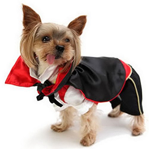 Zunea Haustier-Kleidung für kleine Hunde und Katzen, Vampir-Kostüm, Monster-Umhang, Halloween von Zunea