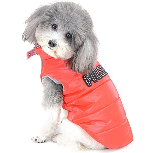 Zunea Kleine Hunde Jacke Mantel Winter Warm Fleece Gefüttert Welpen Kleidung Wasserdicht Cool Jacke Kaltes Wetter Sweatshirt Haustier Chihuahua Kleidung Herbst Doggie Apparel Rot M von Zunea