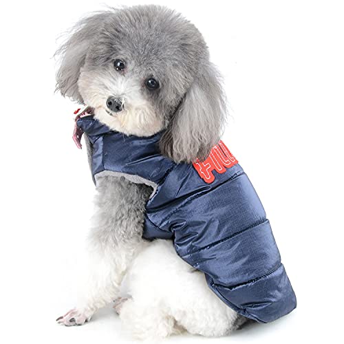 Zunea Kleine Hundejacke Mantel Winter Warm Fleece Gefüttert Welpen Kleidung Wasserdicht Kühles Jacke Kaltes Wetter Sweatshirt Haustier Chihuahua Kleidung Herbst Doggie Bekleidung Blau M von Zunea