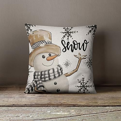 Zweig Kissenbezug 40X40Beige Schneemann Schwarz Kopfkissenbezug，Mikrofaser ，Pillow Cover，Verdeckter Reißverschluss, Kissenhülle, Ultra Weich Und Atmungsaktiv, Hypoallergen,Super Bequemer von Zweig