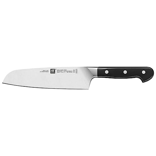 ZWILLING Pro Santokumesser, 18 cm, Rostfreier Spezialstahl, Razor-Edge-Veredlung, 3-Nieten-Kunststoffgriff, Schwarz von Zwilling