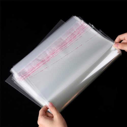 Zydiwo 400 Stück OPP Tütchen Selbstklebend Plastiktüten Cellophantüten Klein Flachbeutel Transparent Weihnachten Tüten Klar Zellophantüt (14 * 24cm) von Zydiwo