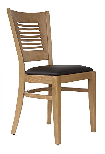 abritus Set 2 Stühle Stuhl Küchenstuhl Esszimmerstuhl Holz Buche massiv, für Gastro Bistro Cafe Küche, mit Polstersitz Kunstleder braun, fertig montiert *TG004 von abritus