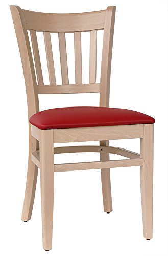 abritus Set 2 Stühle Stuhl Esszimmerstuhl Küchenstuhl Wohnzimmerstuhl Holz Buche Massiv Natur Polster Kunstleder rot, fertig montiert Belastbarkeit 150 kg *T002 *T002 von abritus