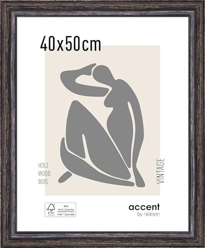 accent by nielsen Holz Bilderrahmen Vintage, 40x50 cm, Schwarz von accent by nielsen