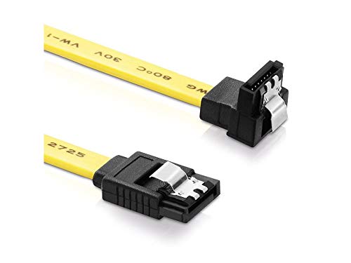 adaptare 31403 30 cm SATA-Kabel 6 GB/s mit Metall-Clip und einem Winkel-Stecker gelb von adaptare