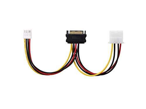 adaptare 34109 Netzteil-Adapter-Kabel 15-polig SATA-Anschluss auf 4-polig IDE und 4-polig Floppy FDD schwarz von adaptare