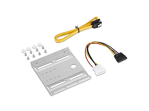 adaptare 46814 Einbau-Kit 6,35 cm (2,5 Zoll) Laufwerk in 8,9 cm (3,5 Zoll) Schacht mit 50 cm SATA Daten-/Strom-Kabel Silber von adaptare