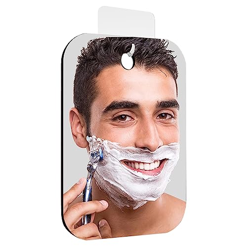 aghoer Rasierspiegel Duschspiegel, 17 cm × 13 cm Nebellosen Spiegel, Schminkspiegel inkl 1 Klebehaken, Reise Spiegel, für Badezimmer von aghoer