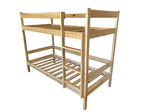 All4All Doppelstockbett Holzbett 90x200 Hostelbett Kinderbett Jungendbett Etagenbett Stockbett Doppelbett für Erwachsene Massivholz Jugendzimmer Ferienhaus von All4All