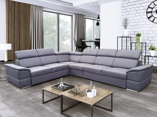 All4All Ecksofa mit Schlaffunktion Estrella mit Bettkasten Schlafsofa L-Form Groß XL Gewebe 19 (RECHTS) von All4All